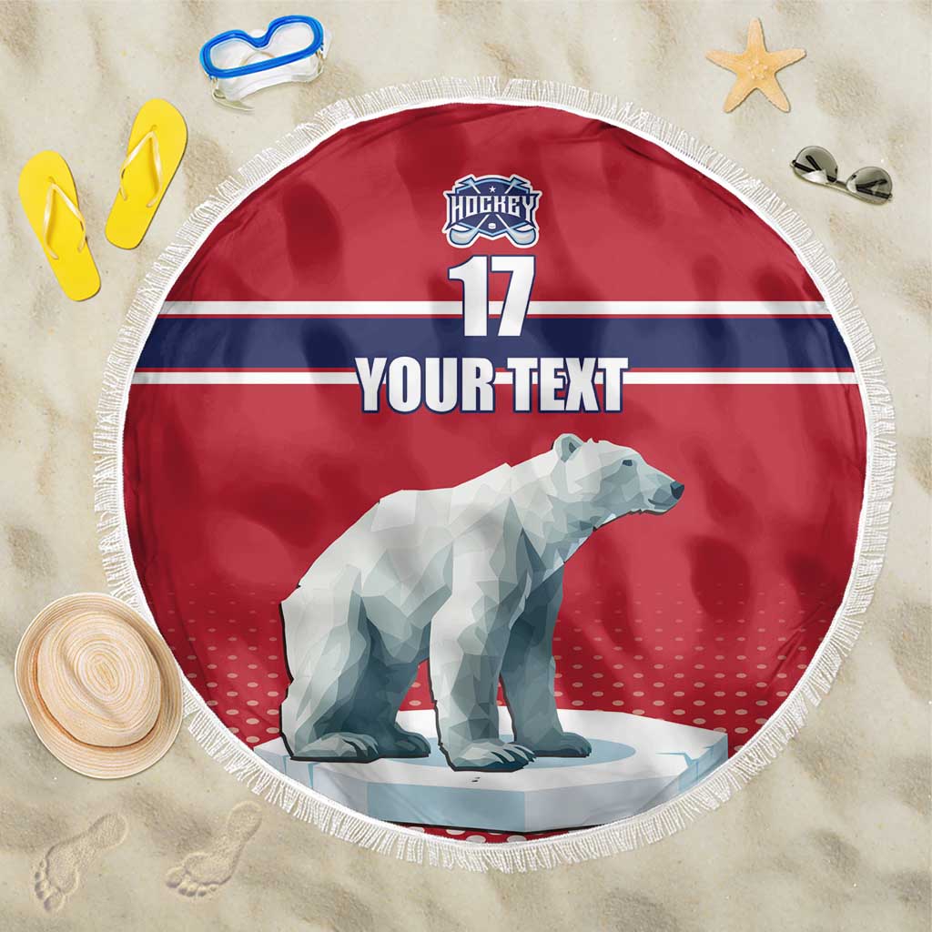 Norway Ice Hockey Custom Beach Blanket Norge Polar Bears Red Style