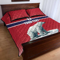 Norway Ice Hockey Custom Quilt Bed Set Norge Polar Bears Red Style