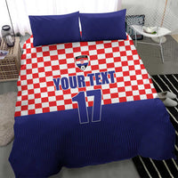 Blue and red checkered duvet bedding set with Croatia crest and large number 17 design