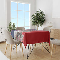 French American Heritage Month Tablecloth Flag Style with USA Eagle and Eiffel Tower