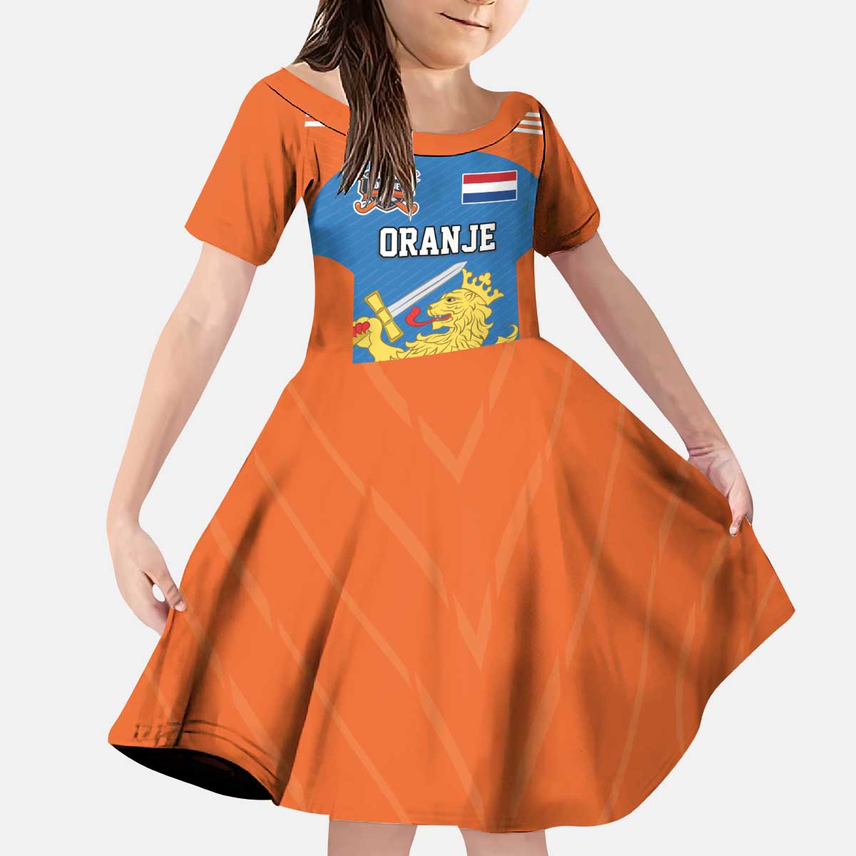 Netherlands Field Hockey Custom Kid Short Sleeve Dress Sporty Style