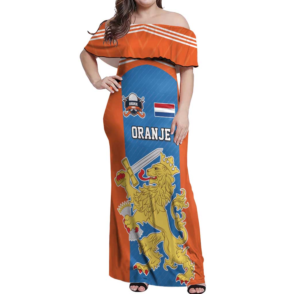 Netherlands Field Hockey Custom Off Shoulder Maxi Dress Sporty Style