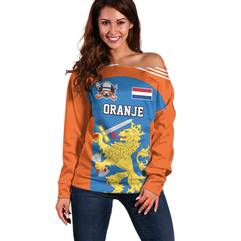 Netherlands Field Hockey Custom Off Shoulder Sweater Sporty Style