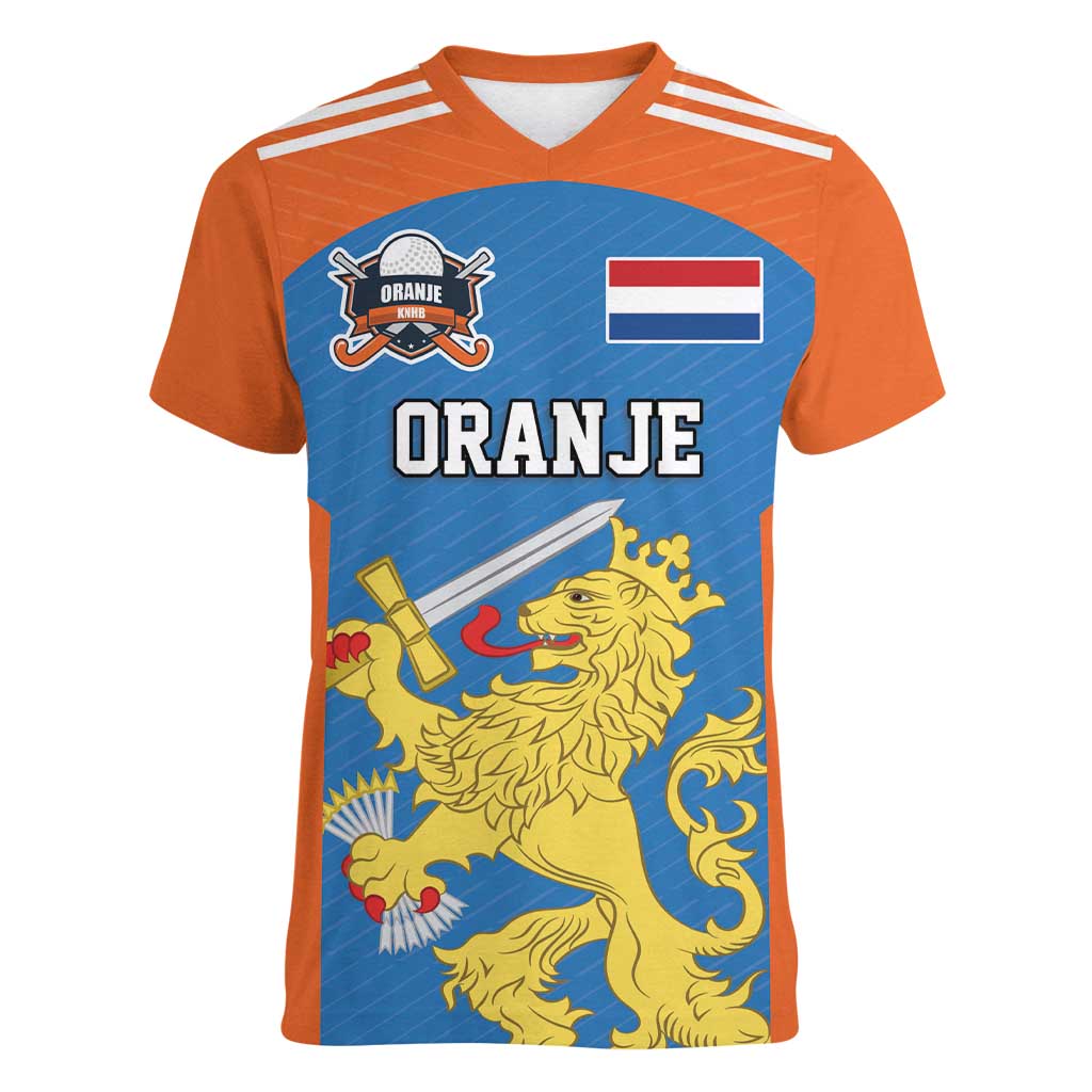 Netherlands Field Hockey Custom Women V-Neck T-Shirt Sporty Style