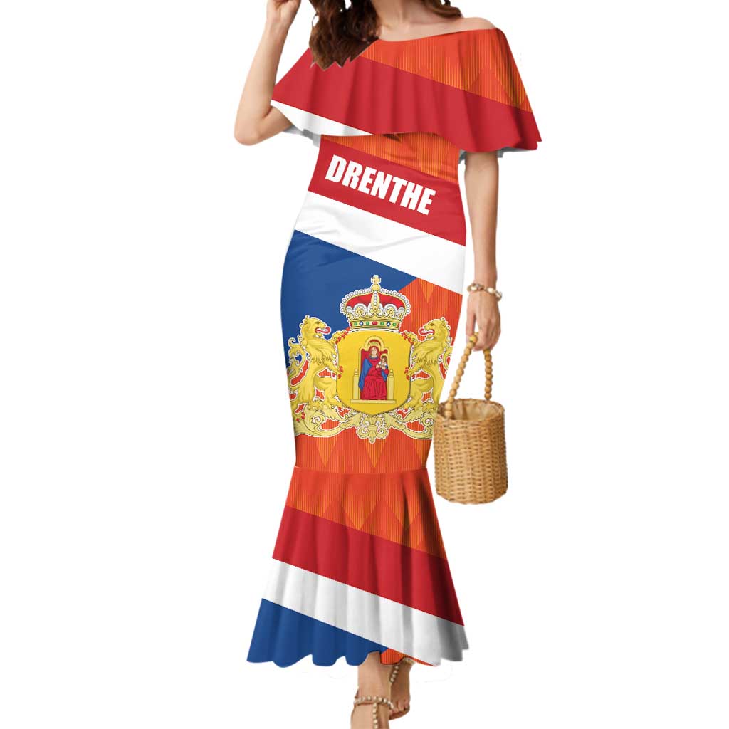 Netherlands Drenthe Province Personalized Mermaid Dress Flag of Drenthe