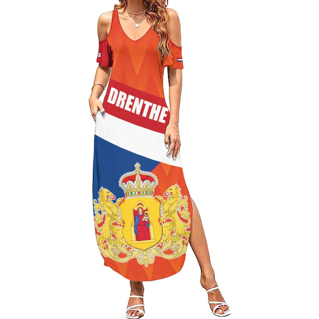 Netherlands Drenthe Province Personalized Summer Maxi Dress Flag of Drenthe