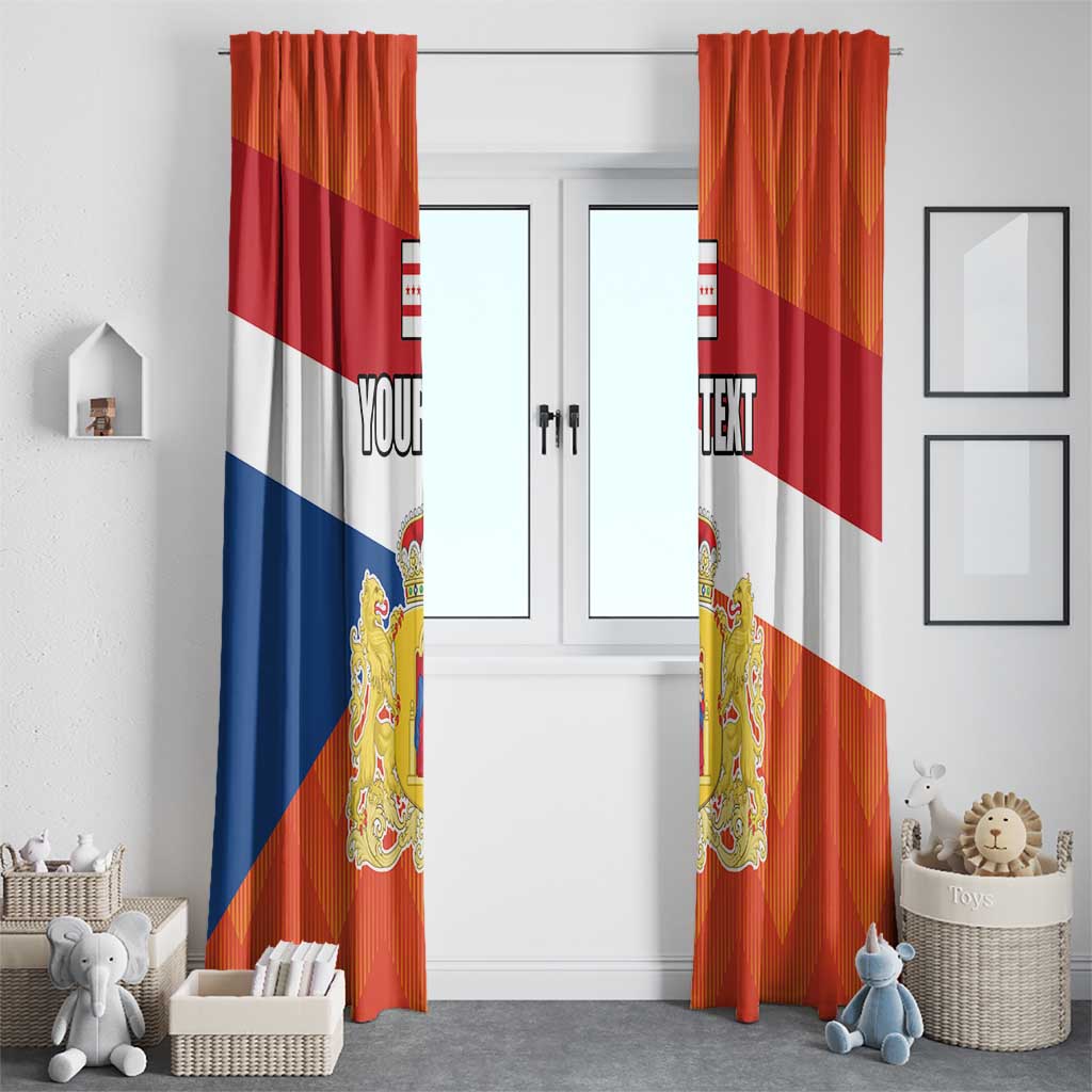 Personalized window curtain pair with Drenthe flag colors and crest panels, ready for windows.