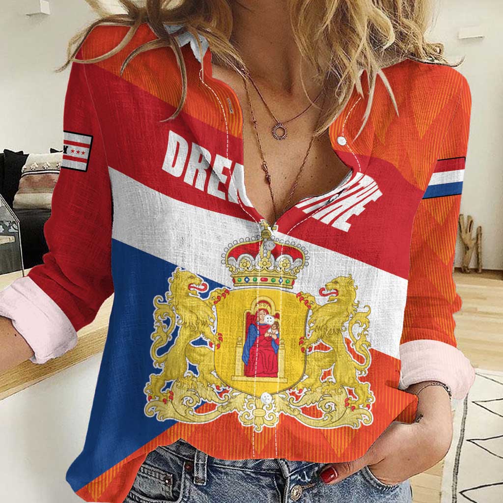 Netherlands Drenthe Province Personalized Women Casual Shirt Flag of Drenthe