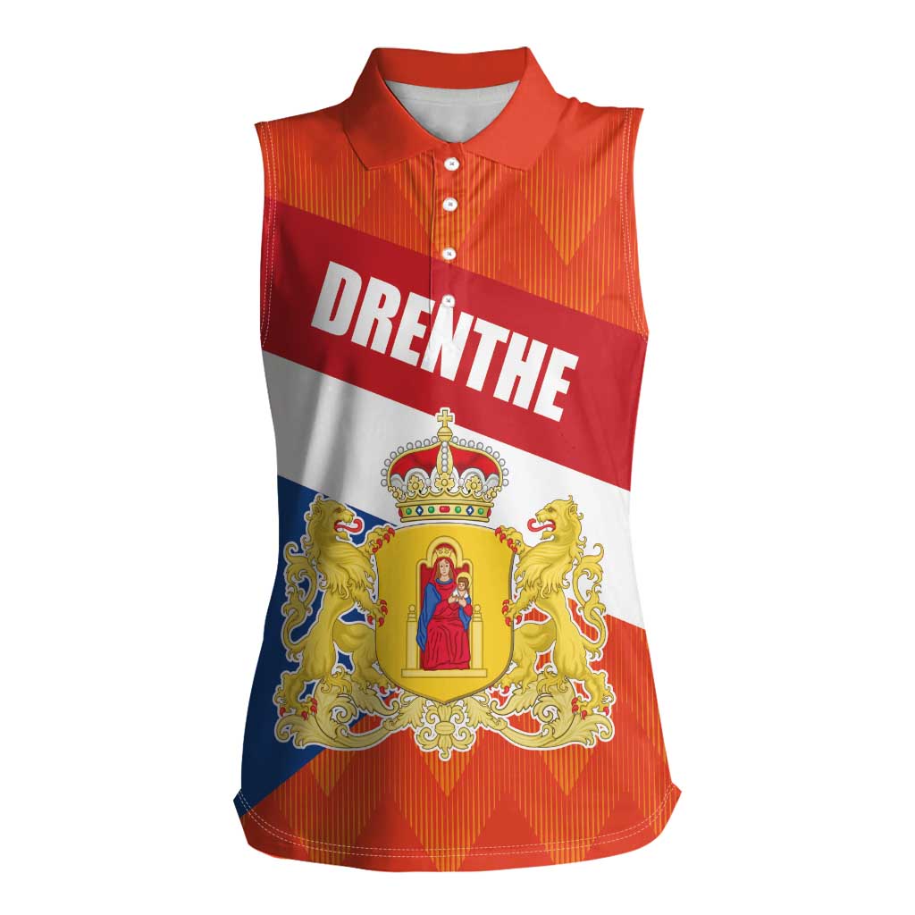 Netherlands Drenthe Province Personalized Women Sleeveless Polo Shirt Flag of Drenthe