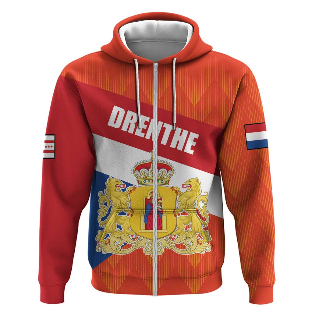 Netherlands Drenthe Province Personalized Zip Hoodie Flag of Drenthe