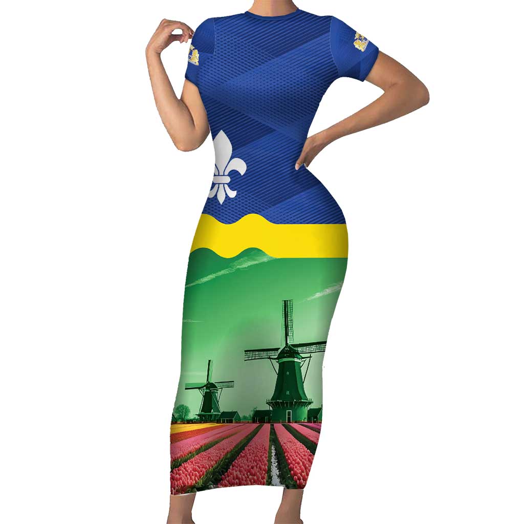 Netherlands Flevoland Province Short Sleeve Bodycon Dress Flag Style