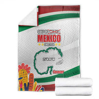 Mexico-themed blanket with “Mexico” text, map outline, and red/green/white striped border