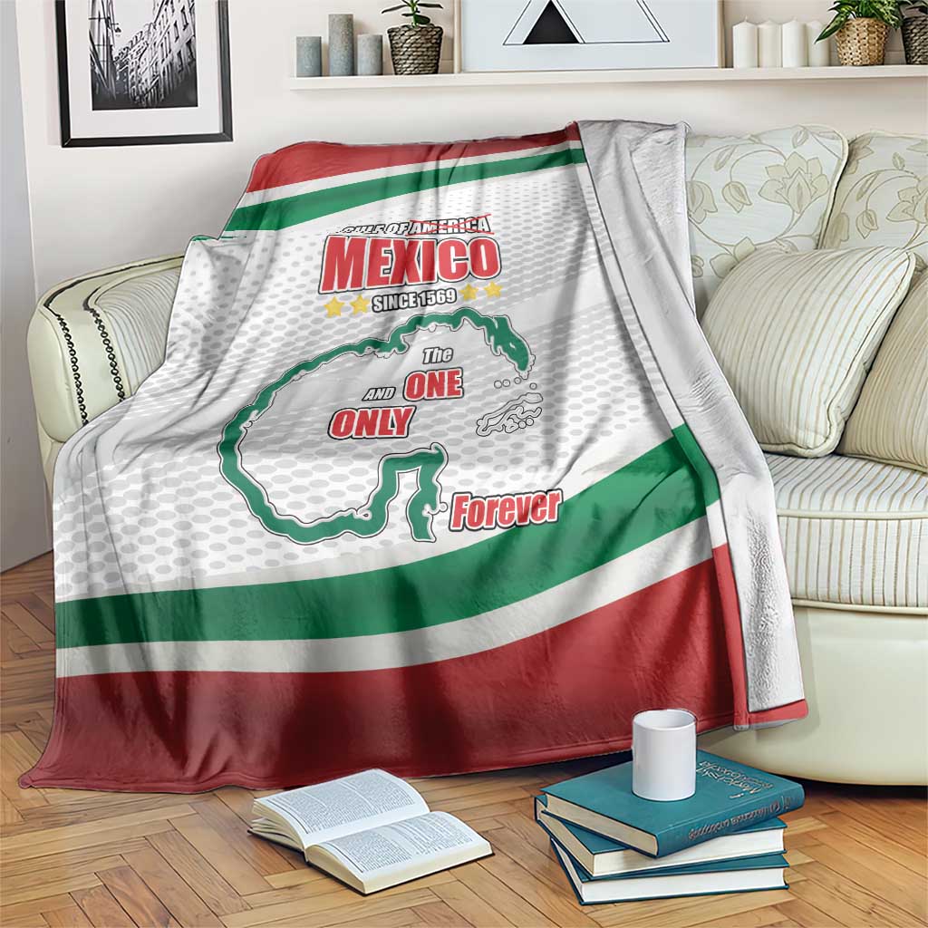 Mexico graphic blanket with red, green, and white stripes, fleece-style throw