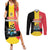 Custom Belgium Formula One Couples Matching Summer Maxi Dress and Long Sleeve Button Shirt Motorsport with Flag F1 World Championship