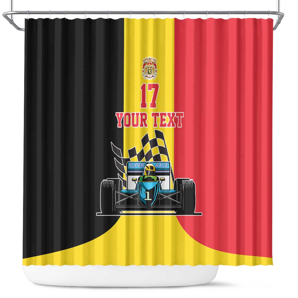 Custom Belgium Formula One Shower Curtain Motorsport with Flag F1 World Championship