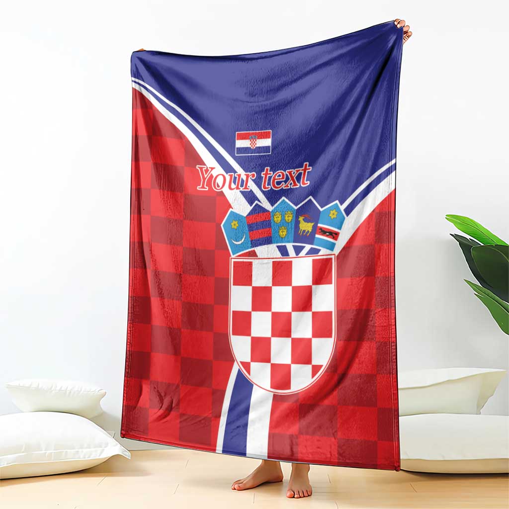 Personalized Croatia Coat of Arms Blanket Checkerboard Style