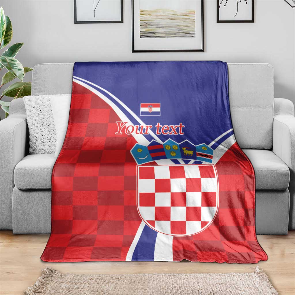 Personalized Croatia Coat of Arms Blanket Checkerboard Style
