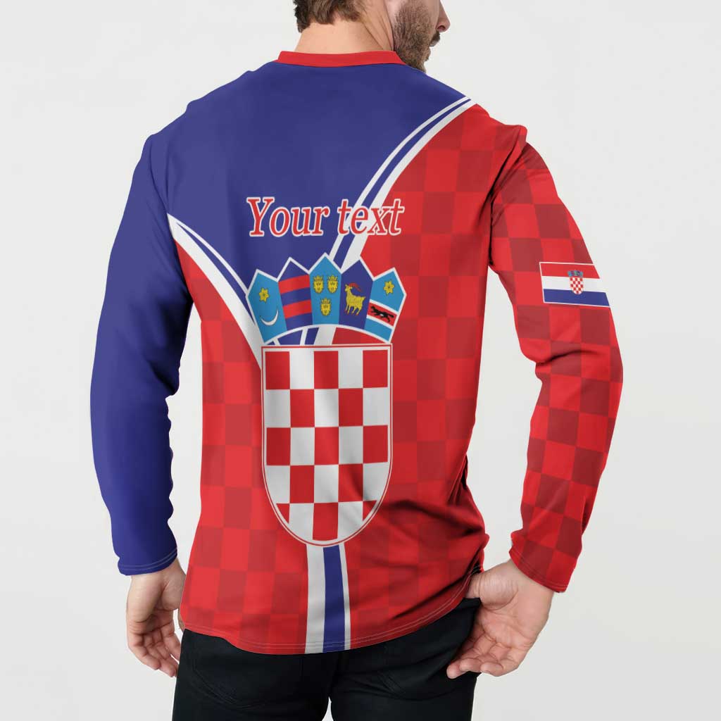 Personalized Croatia Coat of Arms Button Sweatshirt Checkerboard Style