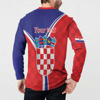 Personalized Croatia Coat of Arms Button Sweatshirt Checkerboard Style