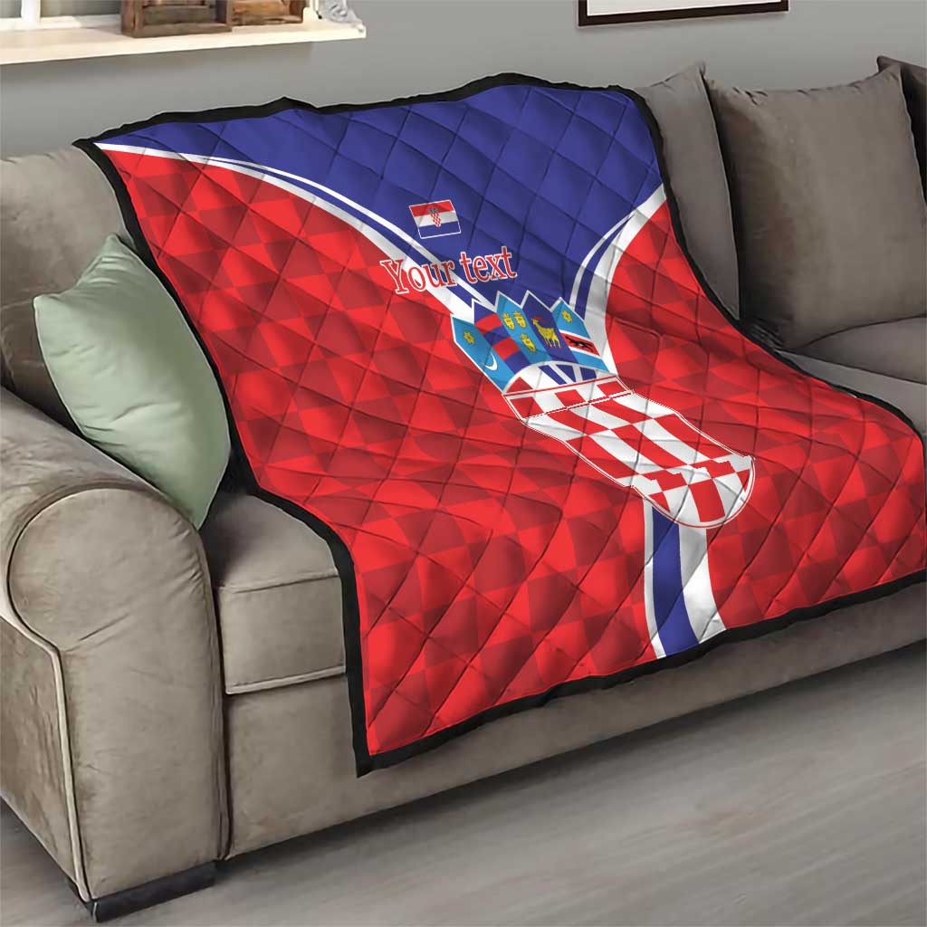 Personalized Croatia Coat of Arms Quilt Checkerboard Style