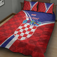 Personalized Croatia Coat of Arms Quilt Bed Set Checkerboard Style