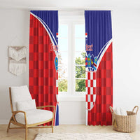 Personalized Croatia Coat of Arms Window Curtain Checkerboard Style