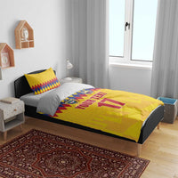 Custom Colombia Football Bedding Set Retro Yellow Style