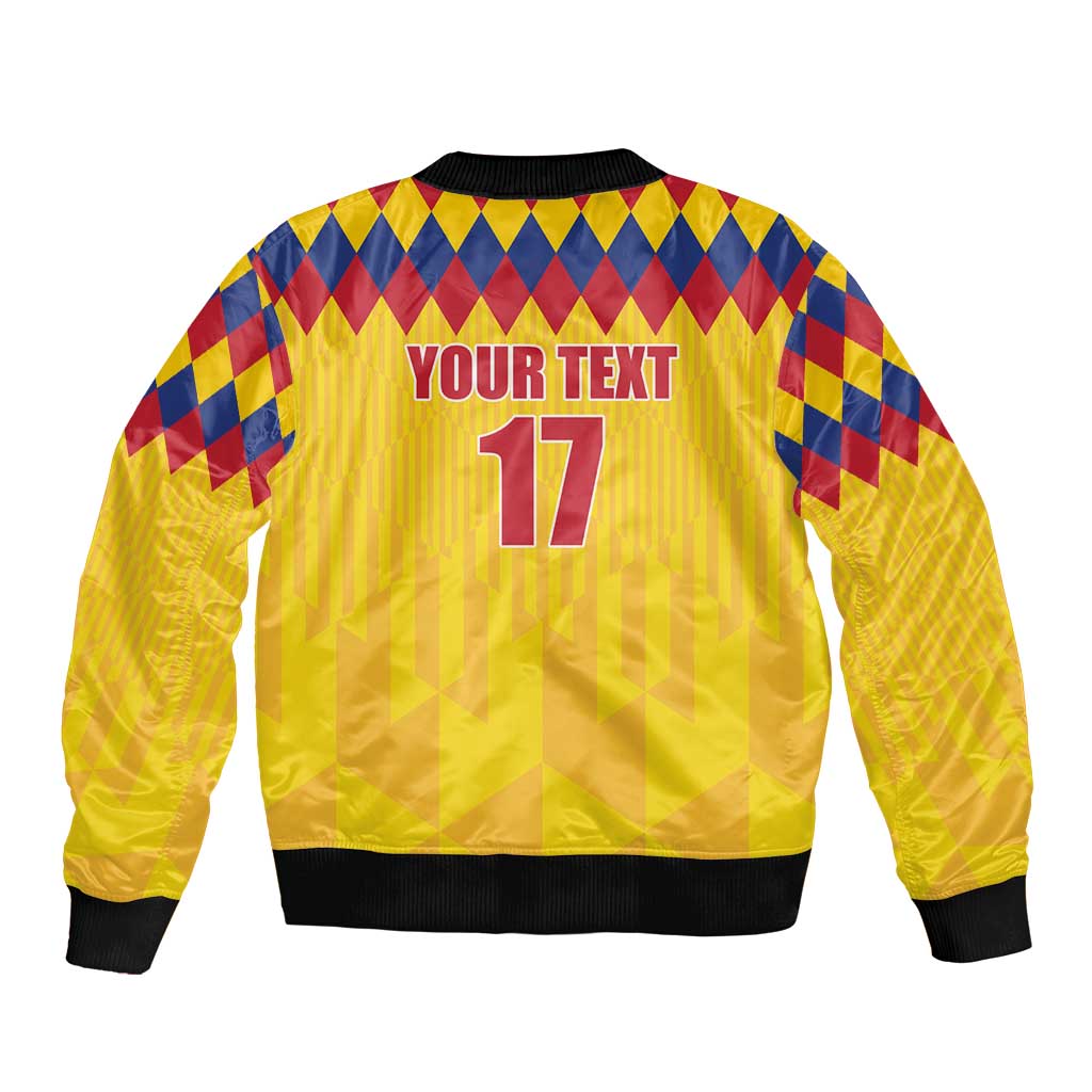 Custom Colombia Football Bomber Jacket Retro Yellow Style