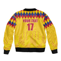 Custom Colombia Football Bomber Jacket Retro Yellow Style