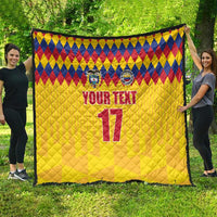 Custom Colombia Football Quilt Retro Yellow Style