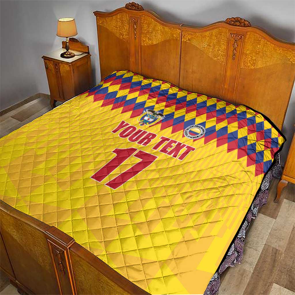 Custom Colombia Football Quilt Retro Yellow Style