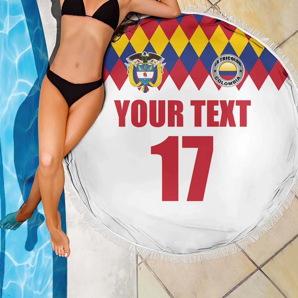 Custom Colombia Football Beach Blanket Retro White Style