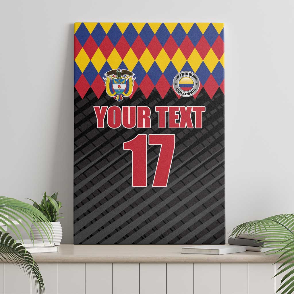 Custom Colombia Football Canvas Wall Art Retro Black Style