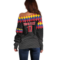 Custom Colombia Football Off Shoulder Sweater Retro Black Style