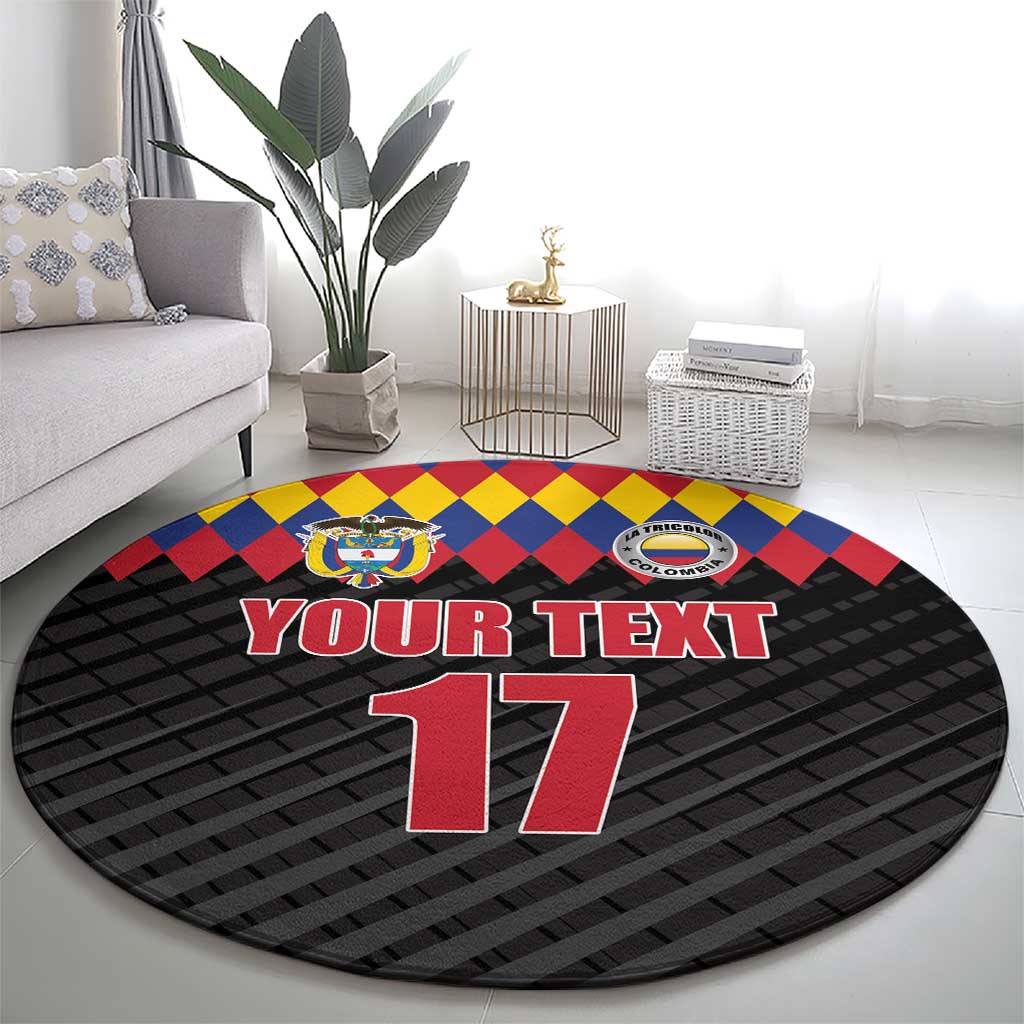 Custom Colombia Football Round Carpet Retro Black Style