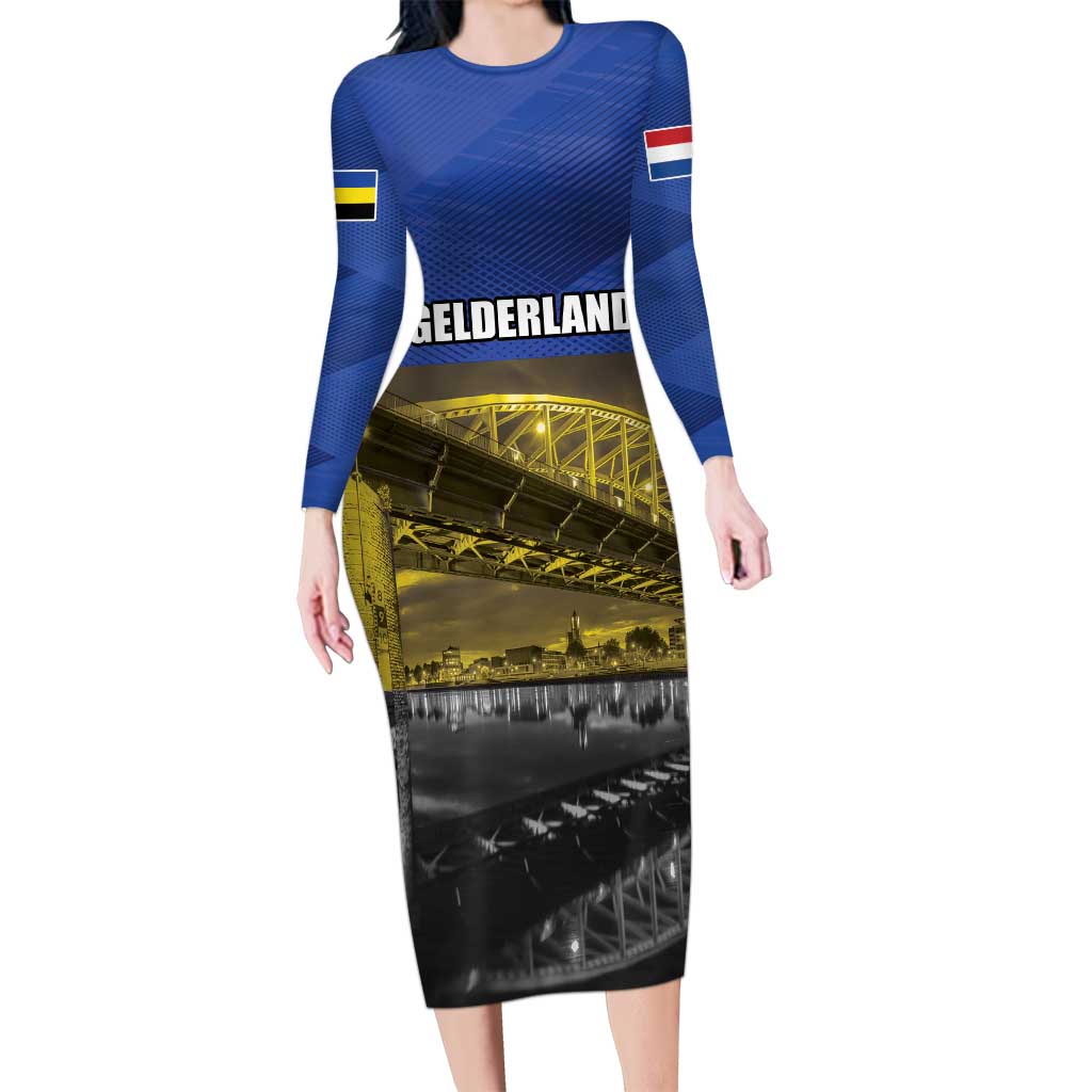 Netherlands Gelderland Province Long Sleeve Bodycon Dress Flag Style