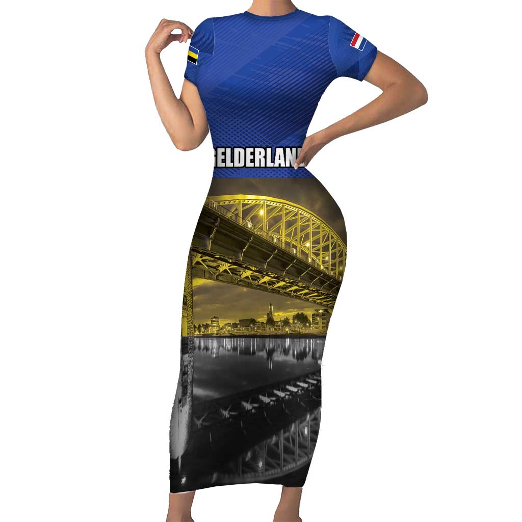 Netherlands Gelderland Province Short Sleeve Bodycon Dress Flag Style