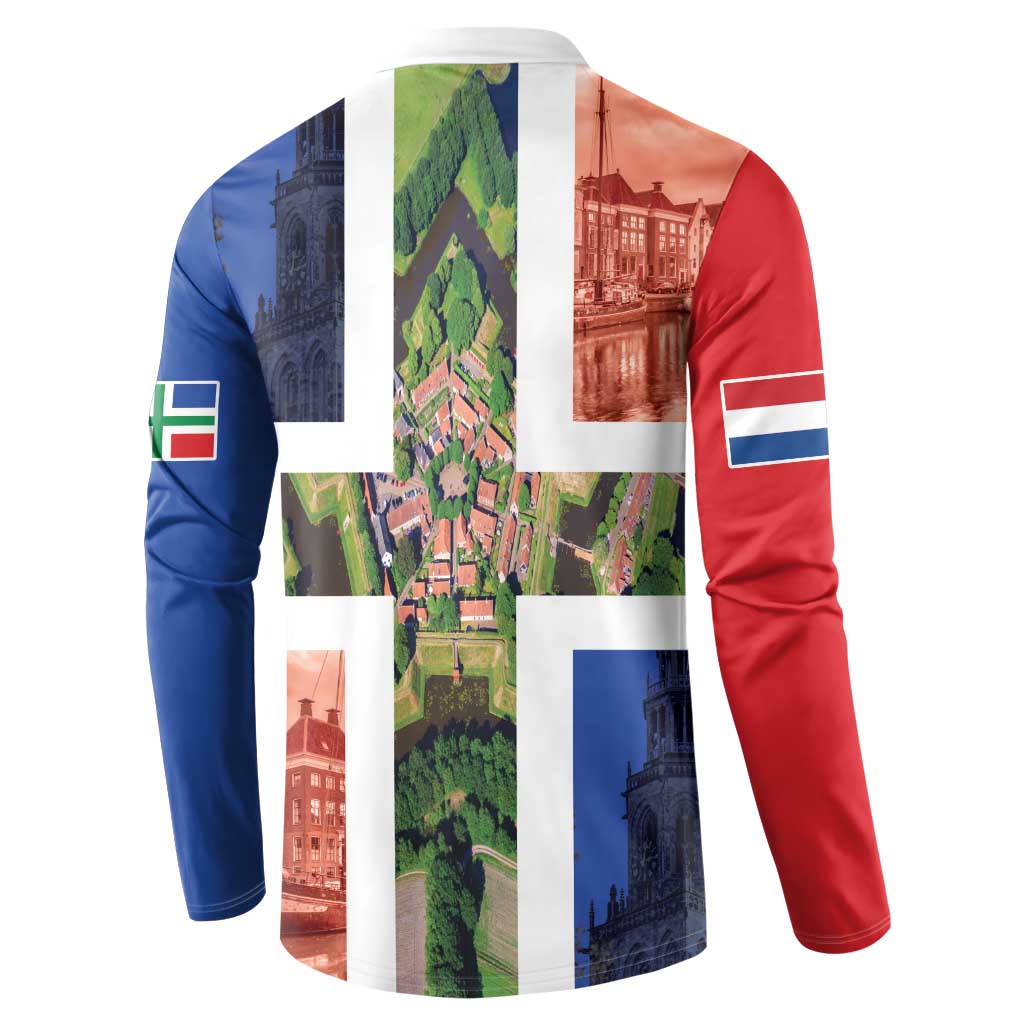 Netherlands Groningen Province Button Sweatshirt Flag Style