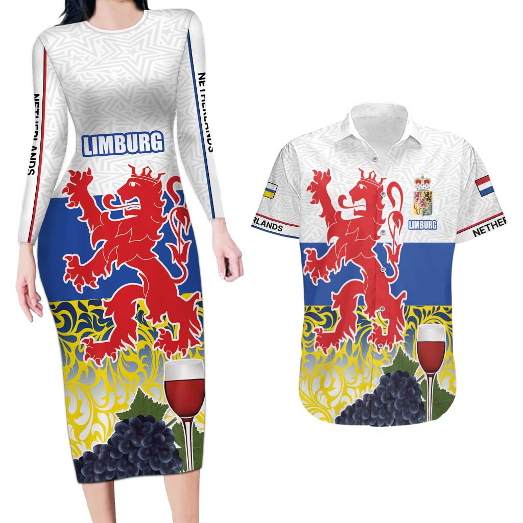 Netherlands Limburg Province Couples Matching Long Sleeve Bodycon Dress and Hawaiian Shirt Flag Style