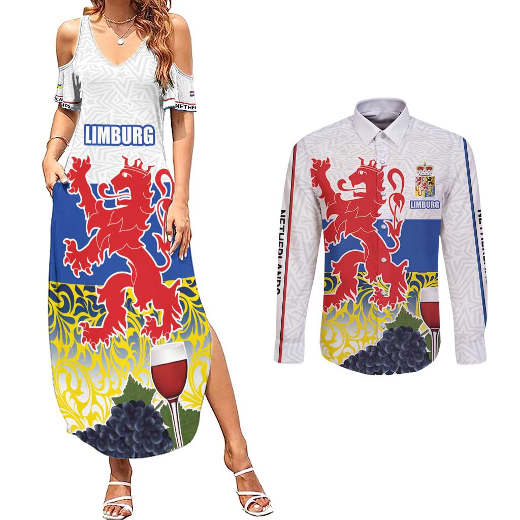 Netherlands Limburg Province Couples Matching Summer Maxi Dress and Long Sleeve Button Shirt Flag Style