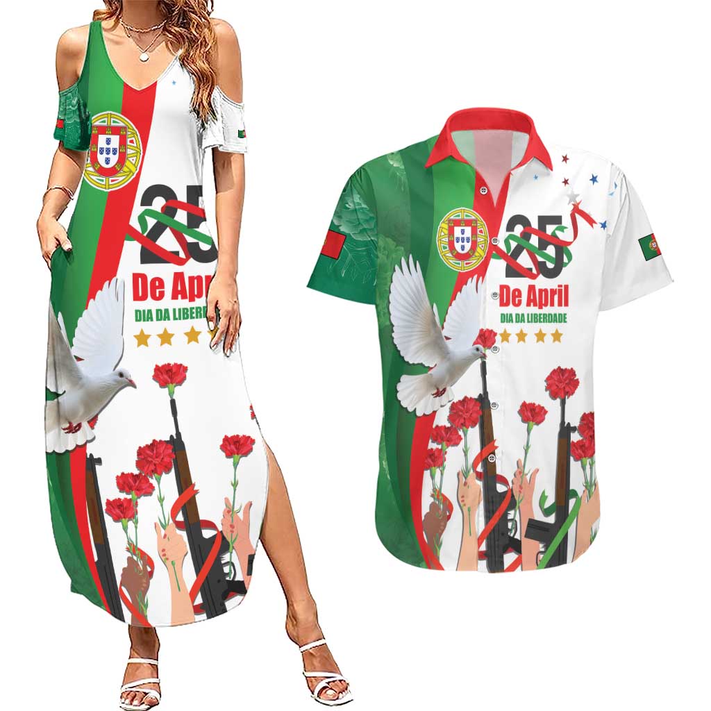 Portugal Carnation Revolution Couples Matching Summer Maxi Dress and Hawaiian Shirt Dia Da Liberdade 25 De April