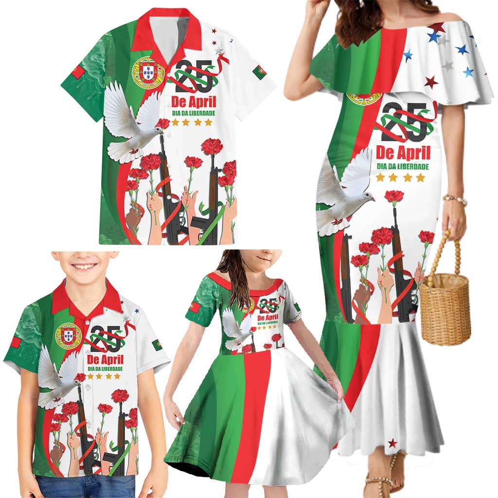 Portugal Carnation Revolution Family Matching Mermaid Dress and Hawaiian Shirt Dia Da Liberdade 25 De April