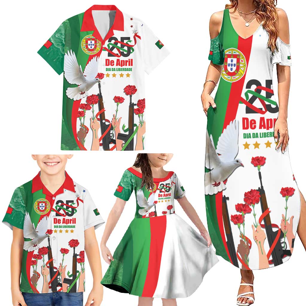 Portugal Carnation Revolution Family Matching Summer Maxi Dress and Hawaiian Shirt Dia Da Liberdade 25 De April