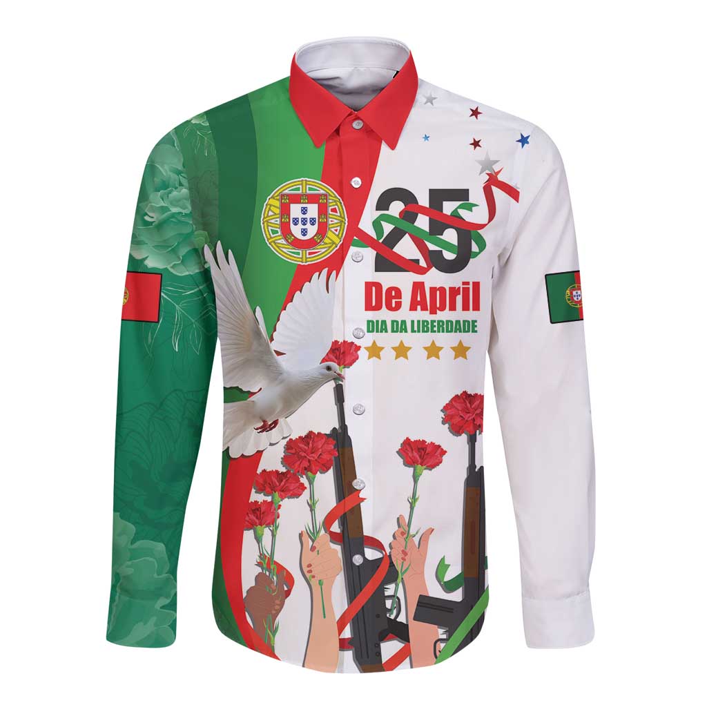 Portugal Carnation Revolution Long Sleeve Button Shirt Dia Da Liberdade 25 De April