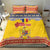 Personalized Vintage Romania Coat of Arms Bedding Set Golden Eagle with Romanian Peony