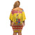 Personalized Vintage Romania Coat of Arms Family Matching Off Shoulder Short Dress and Hawaiian Shirt Golden Eagle with Romanian Peony