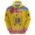 Personalized Vintage Romania Coat of Arms Hoodie Golden Eagle with Romanian Peony