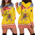 Personalized Vintage Romania Coat of Arms Hoodie Dress Golden Eagle with Romanian Peony