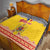 Personalized Vintage Romania Coat of Arms Quilt Golden Eagle with Romanian Peony