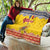 Personalized Vintage Romania Coat of Arms Quilt Golden Eagle with Romanian Peony